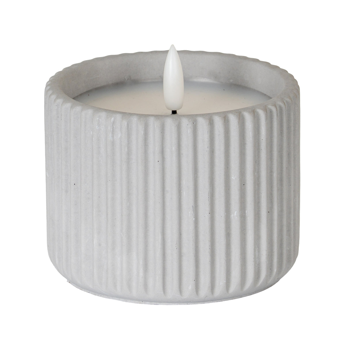 Luxe Collection Natural Glow Chalk Ribbed Medium Led Candle - image 1