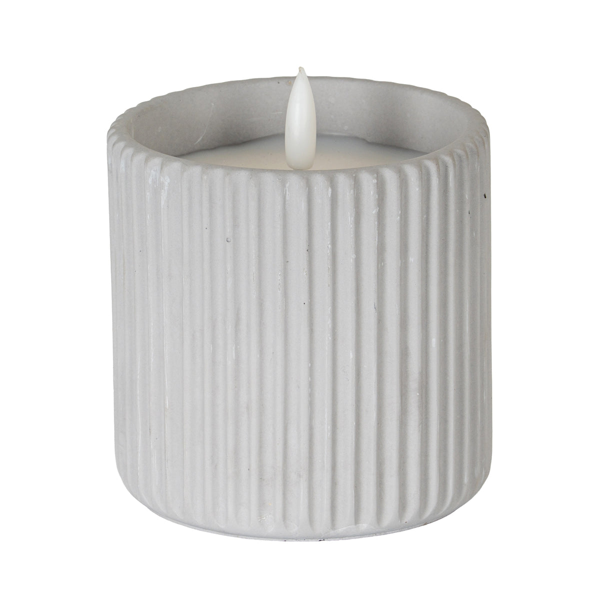 Luxe Collection Natural Glow Chalk Ribbed Large Led Candle - image 1