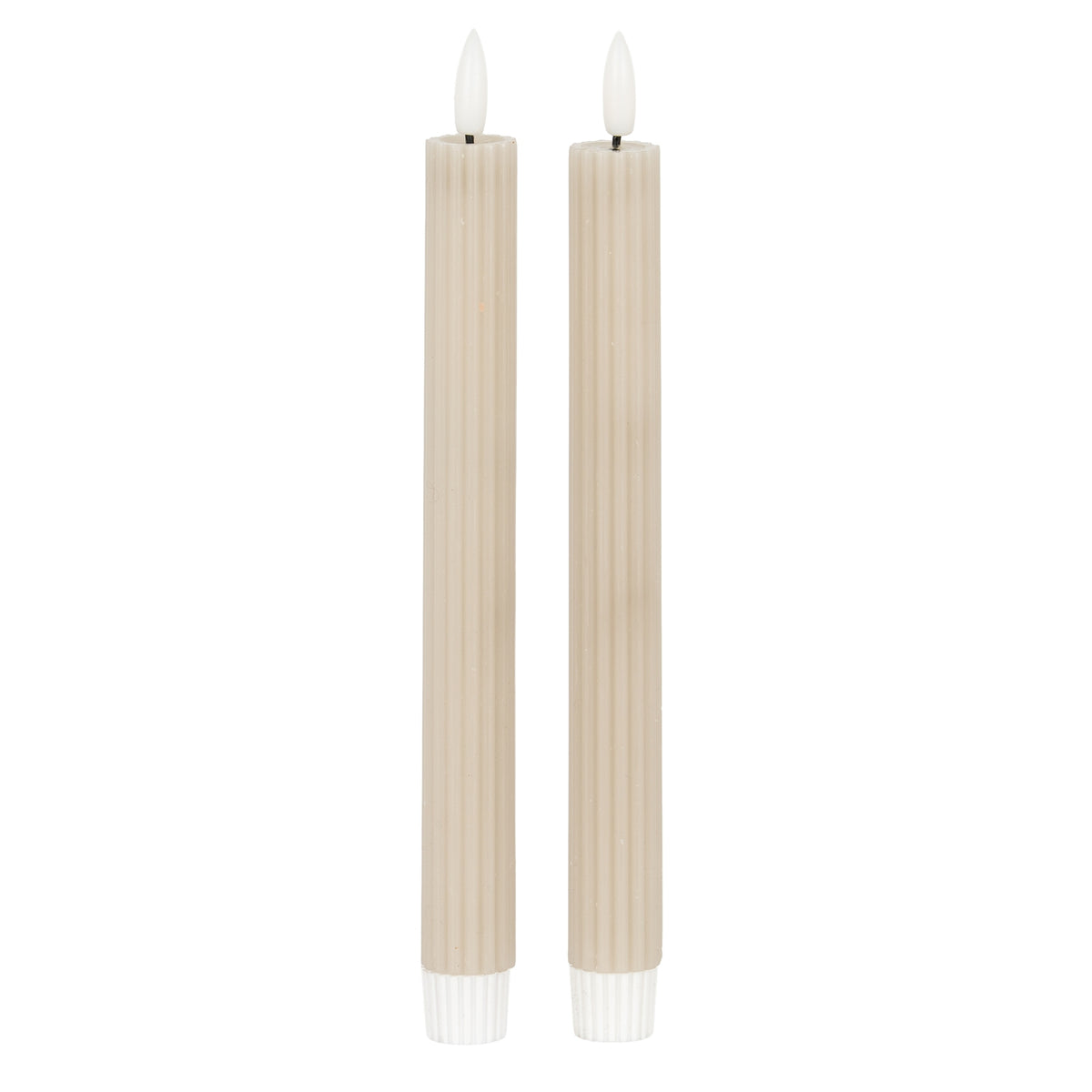 Luxe Collection Natural Glow Taupe  Ribbed Taper Candles - image 1
