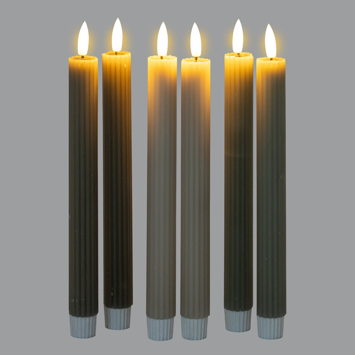 Luxe Collection Natural Glow Grey  Ribbed Taper Candles - image 4