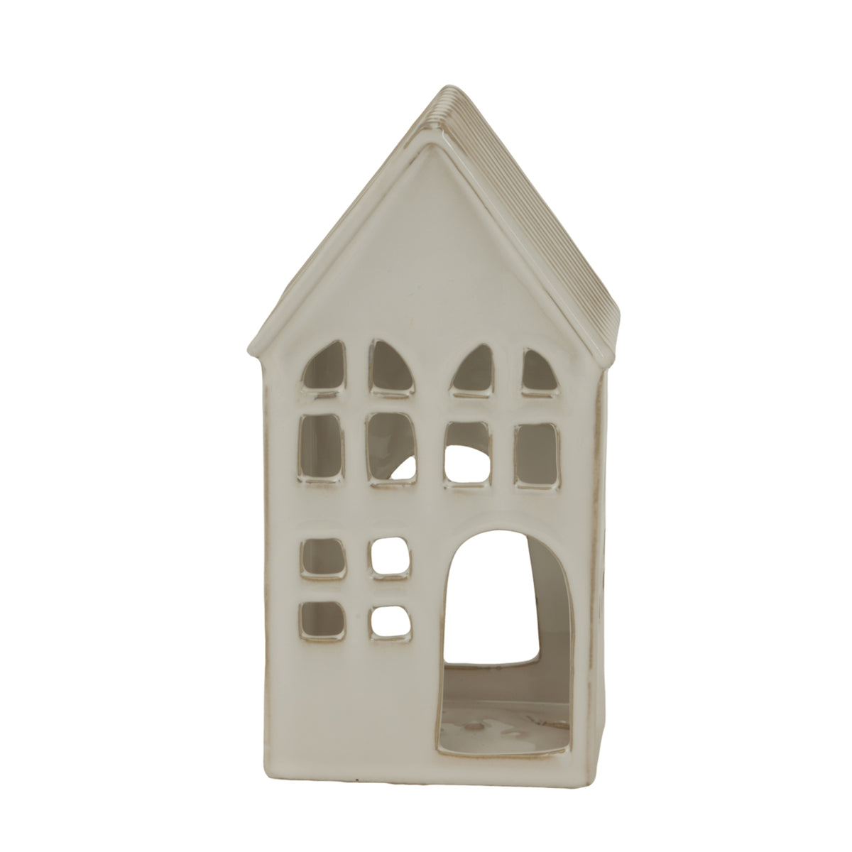 White Ceramic House Tea Light Holder - image 1