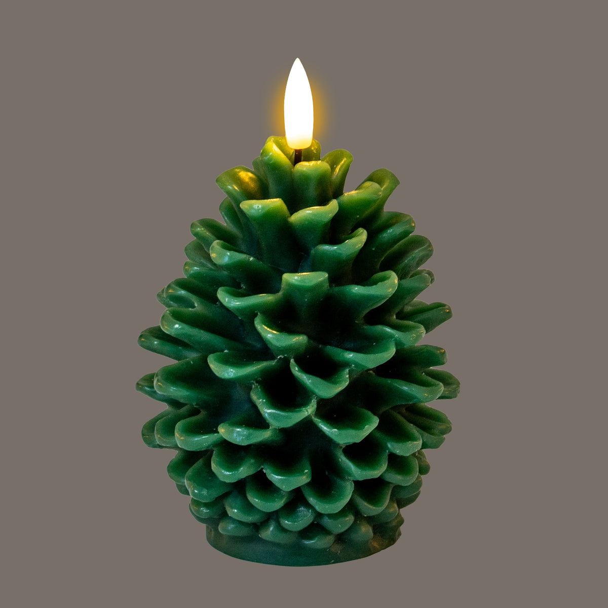 Luxe Collection Natural Glow Green Pinecone LED Wax Candle - image 2