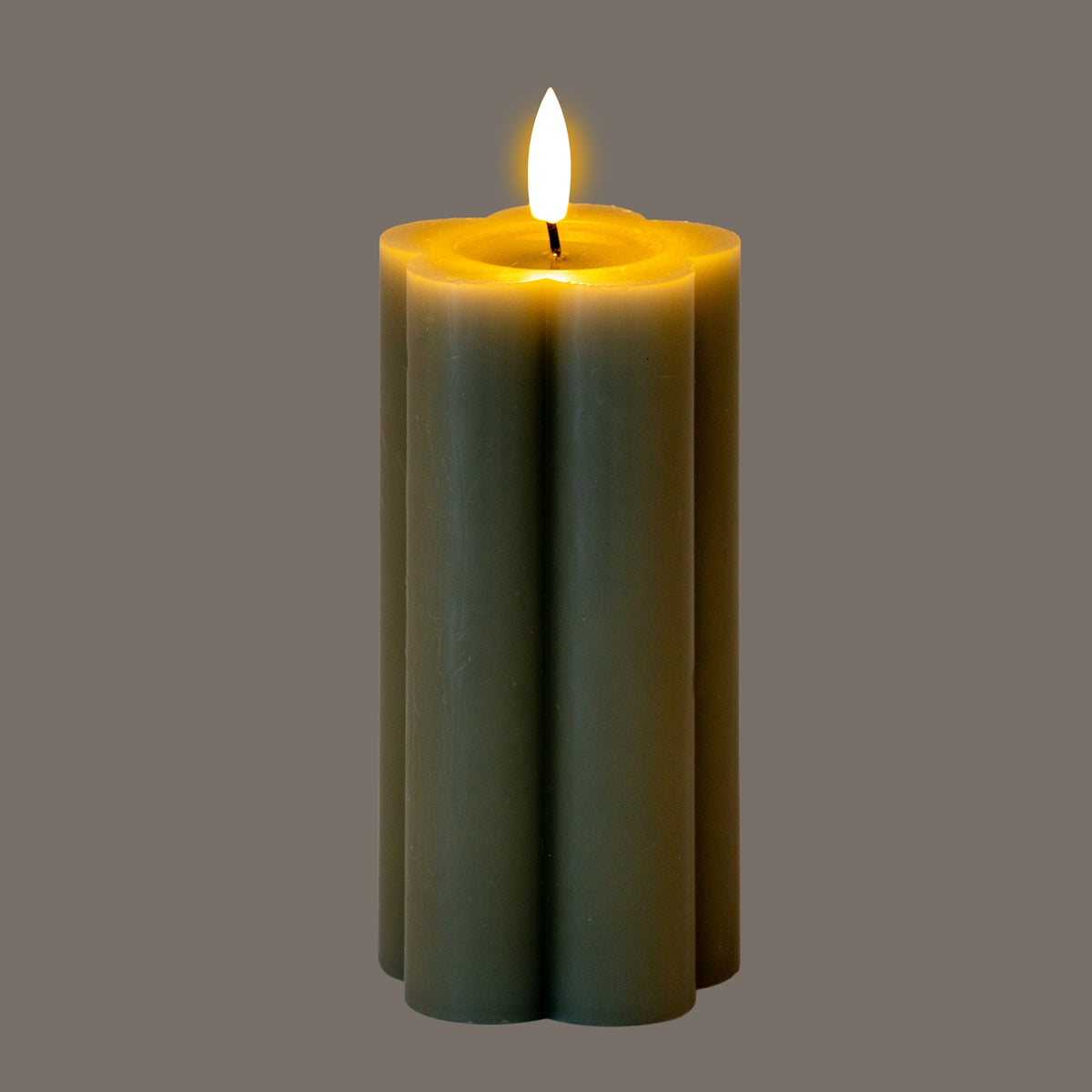 Luxe Collection Natural Glow 2.75x6 Grey Pillar LED Candle - image 2