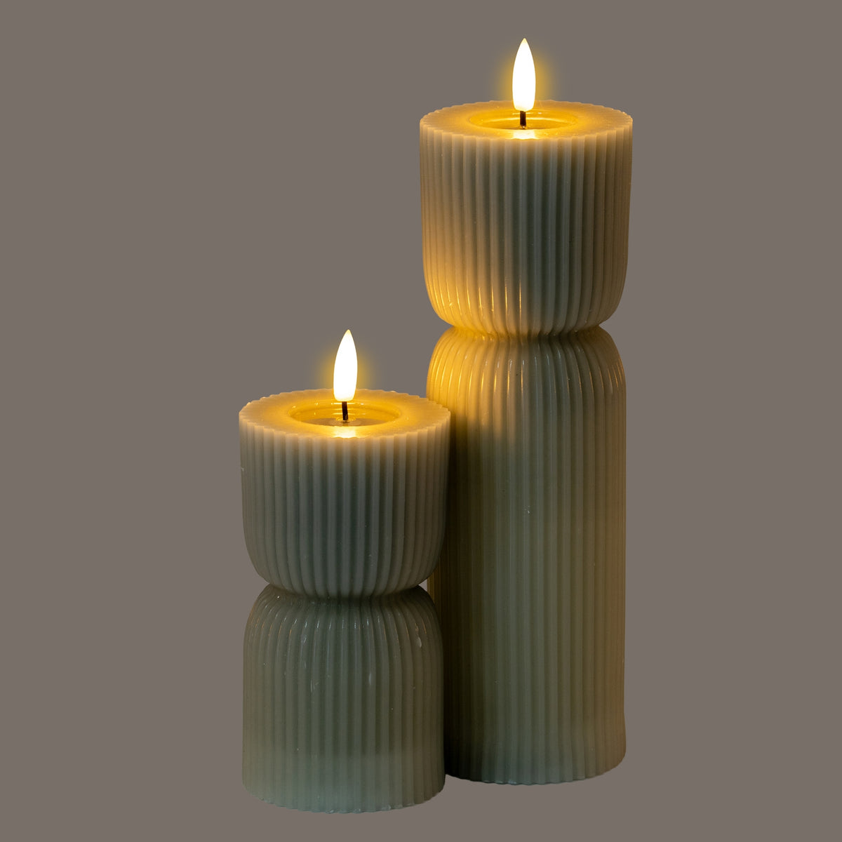 Luxe Collection Natural Glow 2.75x6 Grey Carved LED Candle - image 4