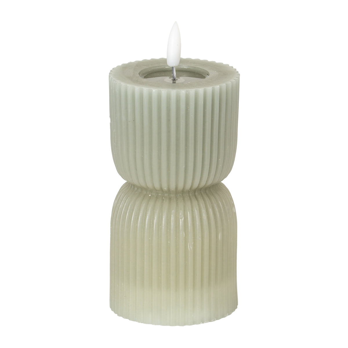 Luxe Collection Natural Glow 2.75x6 Grey Carved LED Candle - image 1