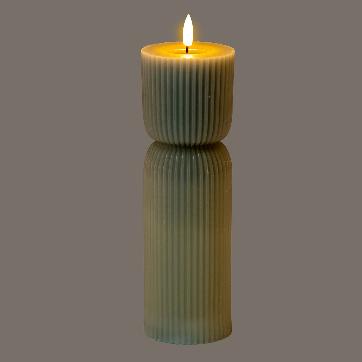 Luxe Collection Natural Glow 2.75x10 Grey Carved LED Candle - image 2
