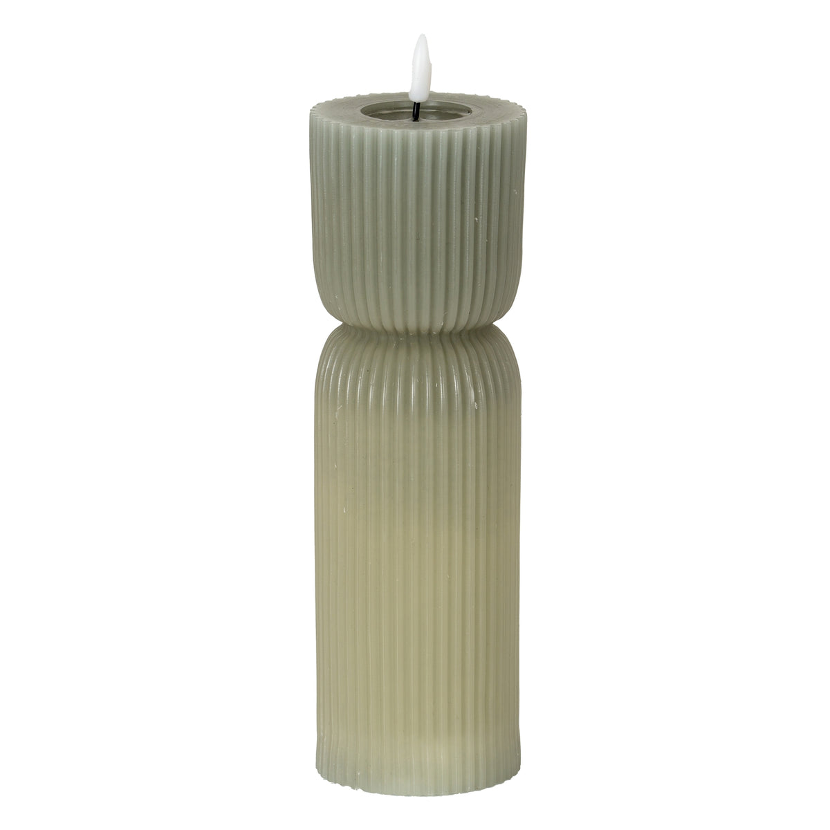 Luxe Collection Natural Glow 2.75x10 Grey Carved LED Candle - image 1
