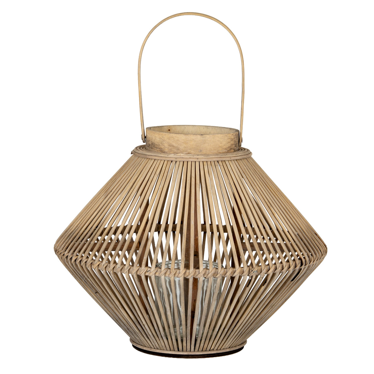 Cone Wicker Lantern With Glass Holder - image 1