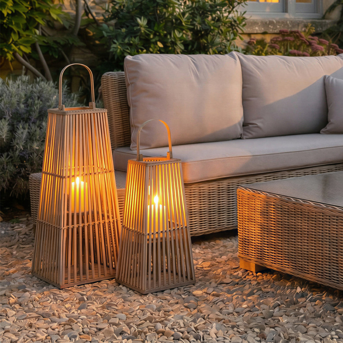Medium Silo Wicker Lantern With Glass Holder - image 1
