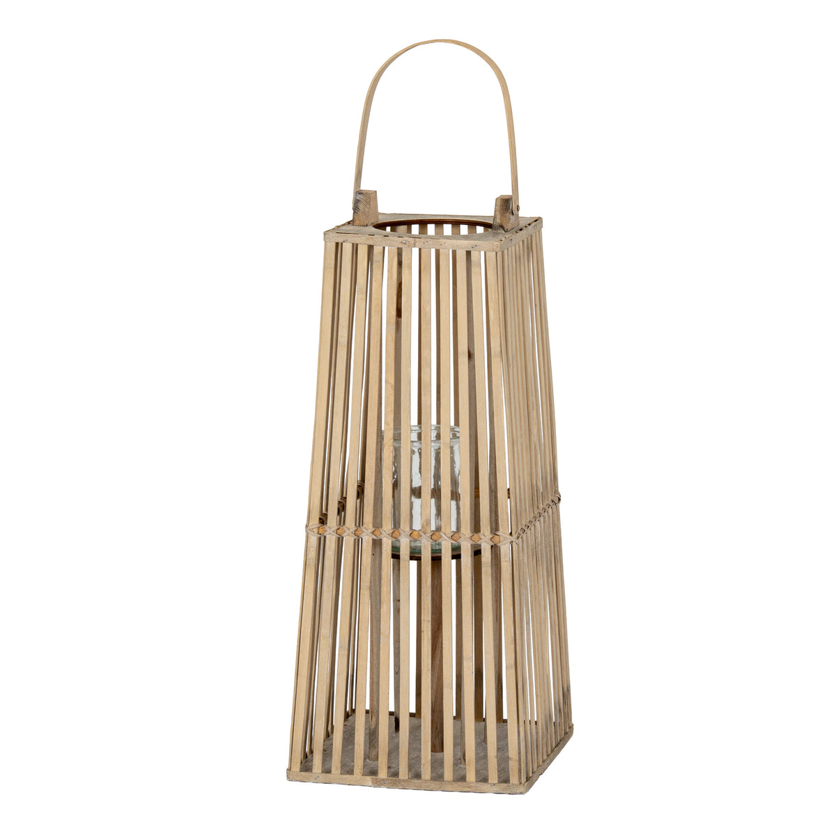 Small Silo Wicker Lantern With Glass Holder - image 2