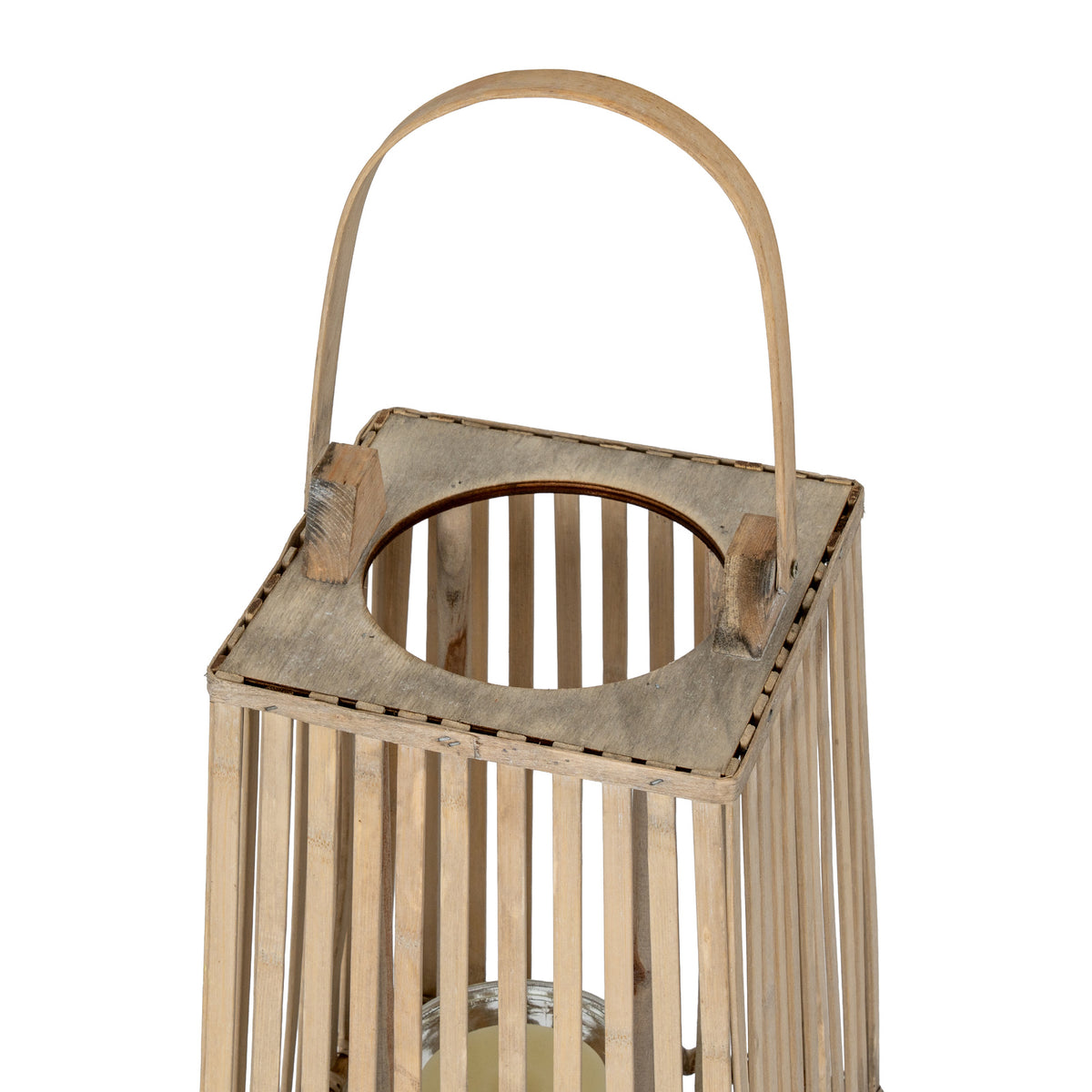 Small Silo Wicker Lantern With Glass Holder - image 4