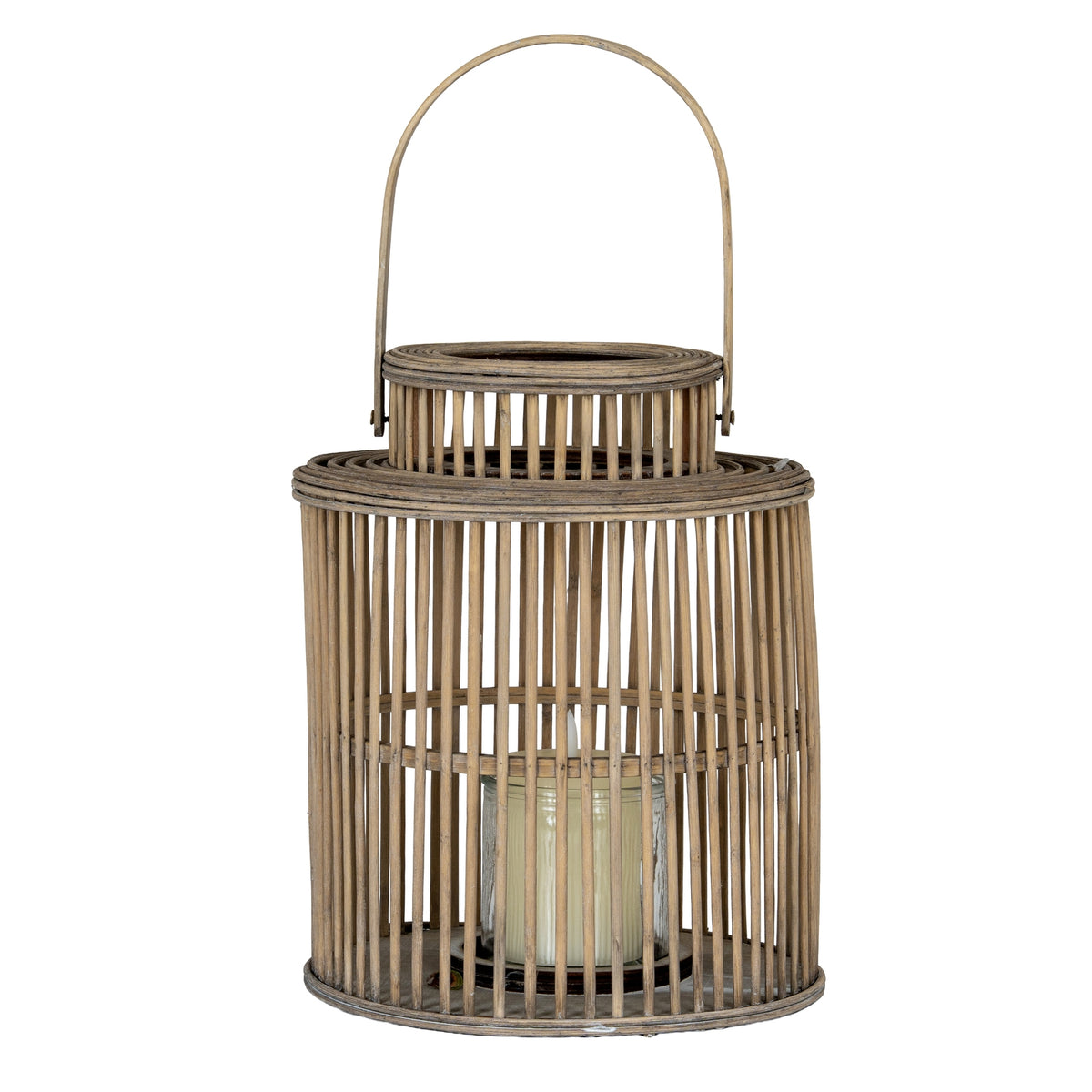 Cylinder Wicker Lantern With Glass Holder - image 2