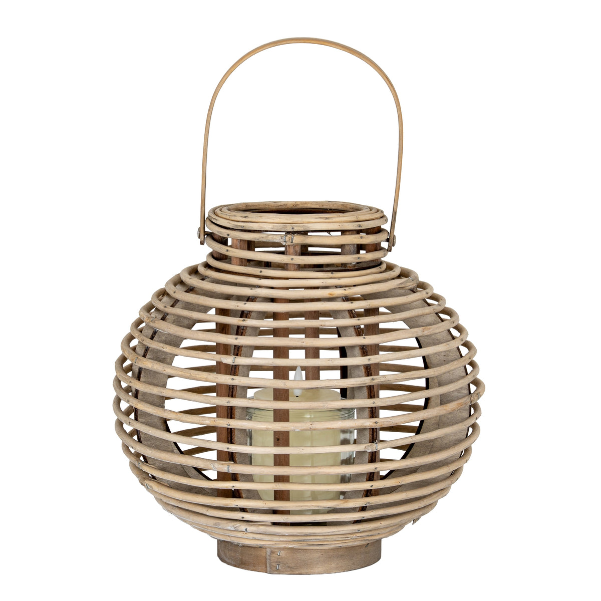 Large Round Willow Lantern With Glass Holder - image 2