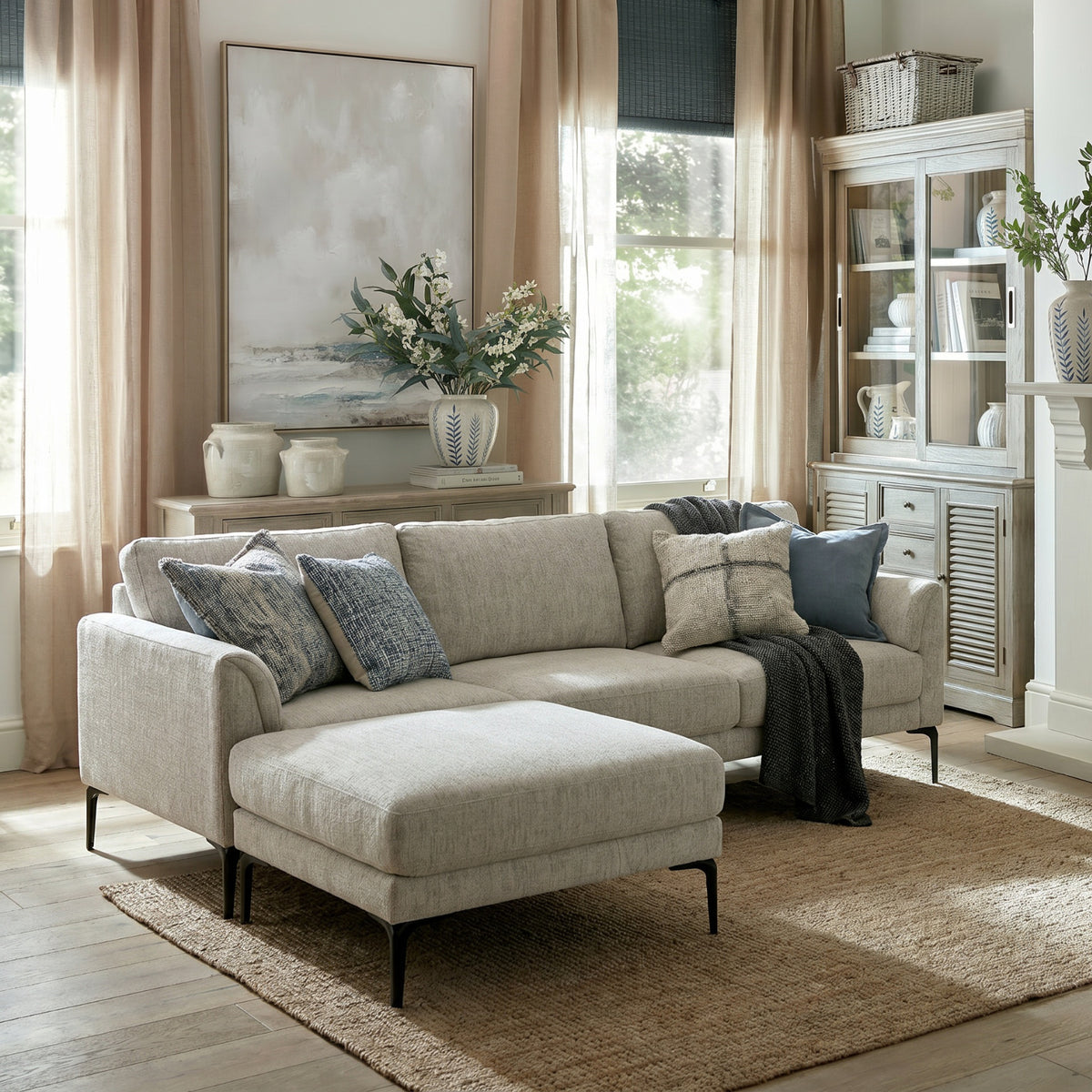 Zephra Three Seater Sofa With Footstool - image 1