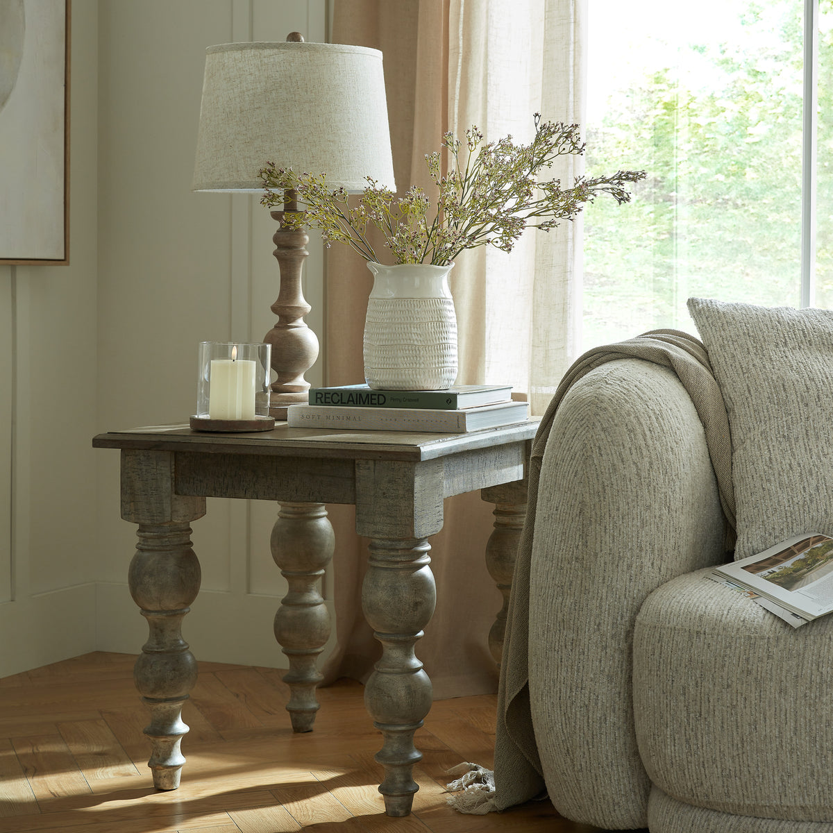 Seraphia Table Lamp With Edged Linen Shade - image 1