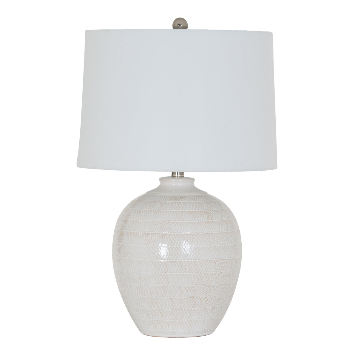 Chevronne Ceramic Table Lamp With Linen Shade - image 2