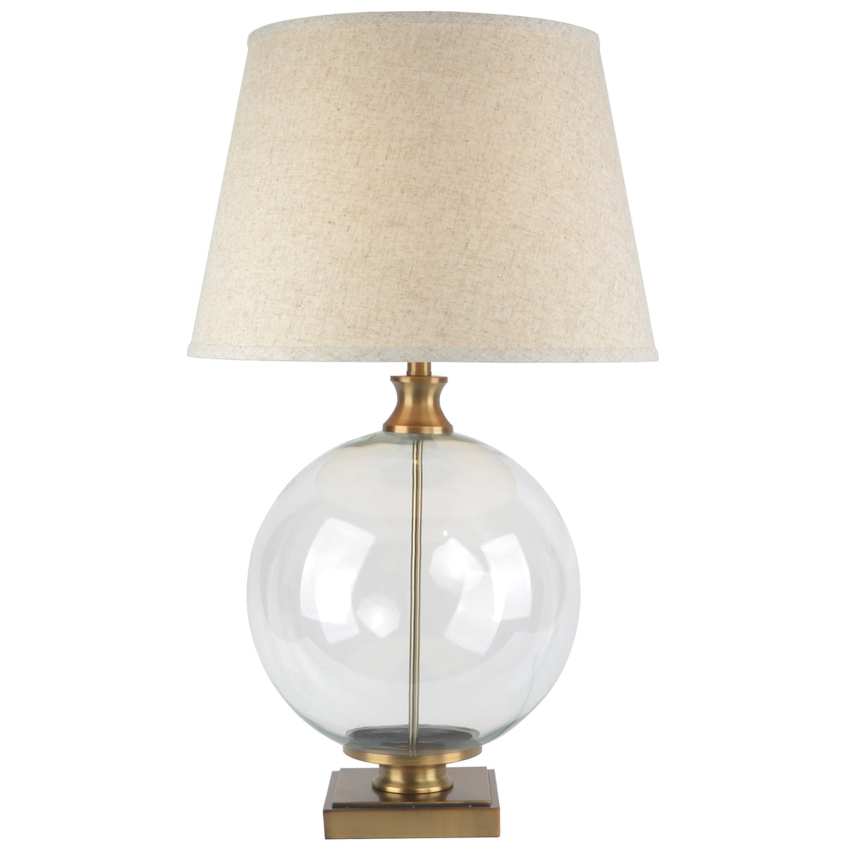 Lunel Glass Orb Table Lamp With Edged Linen Shade - image 2