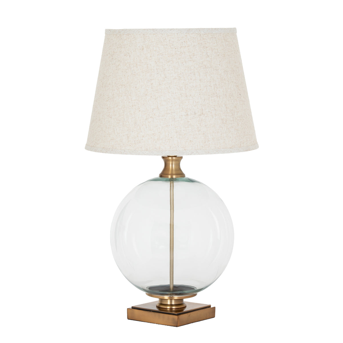 Lunel Glass Orb Table Lamp With Edged Linen Shade - image 3