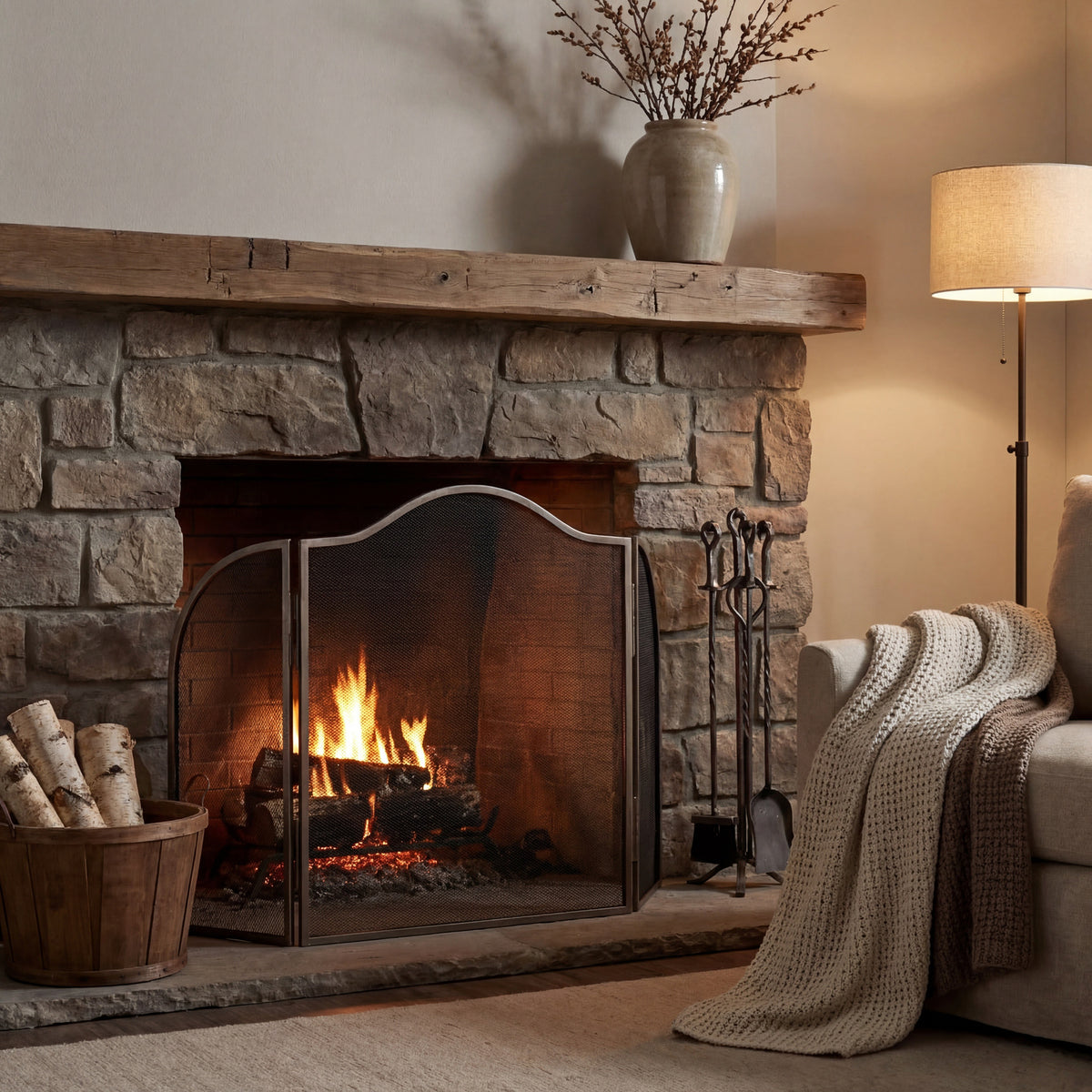 Antiqued Silver Fire Screen - image 1