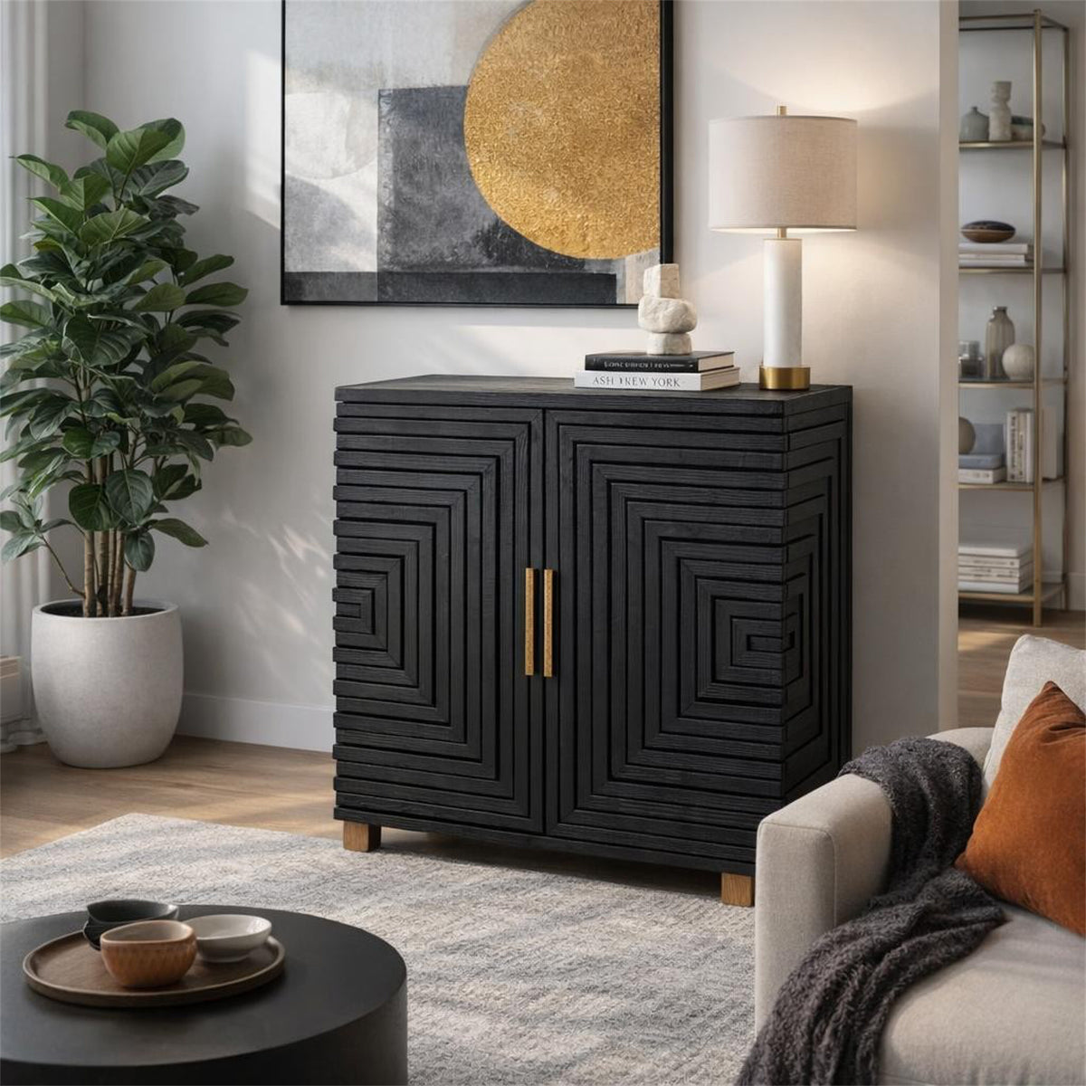 Lennox Black 2 Door Small Sideboard - image 1