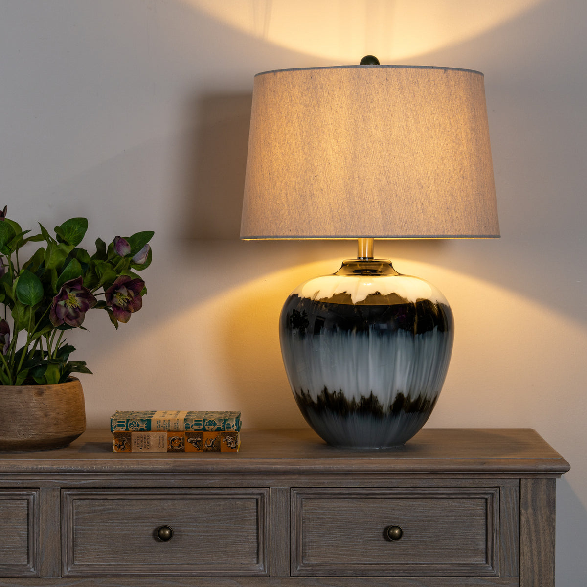 Midnight Shadows Table Lamp With Linen Shade - image 1