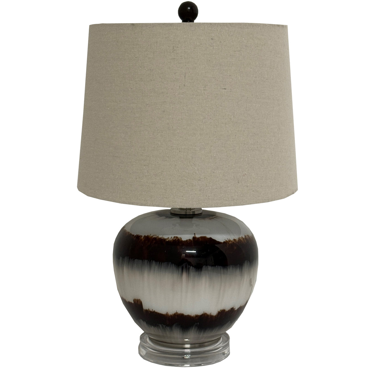 Sepia Shadows Squat Table Lamp With Linen Shade - image 1