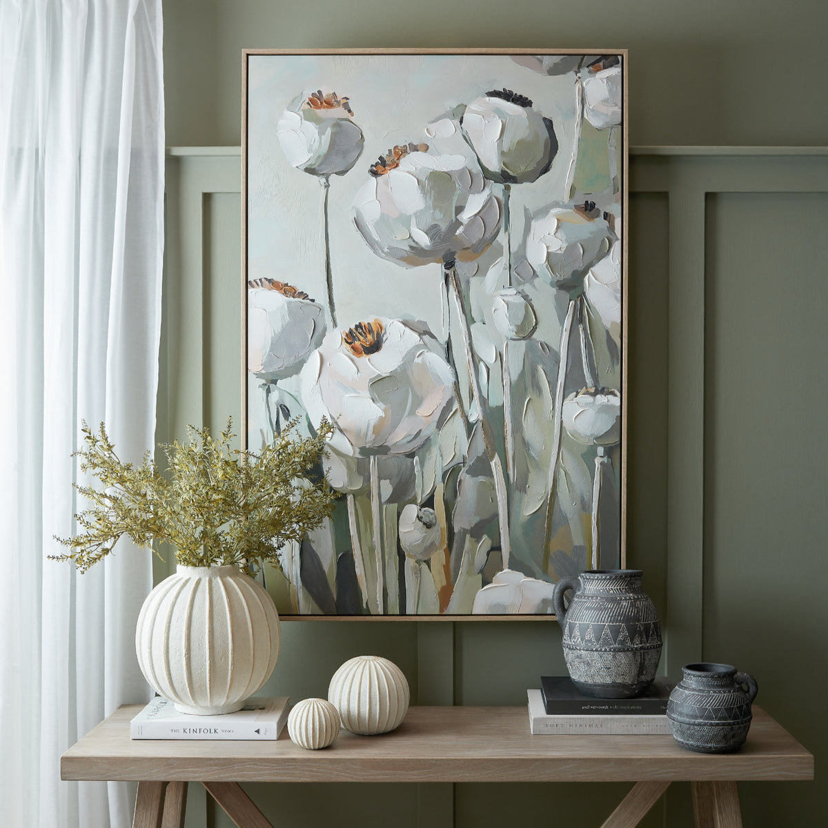 Poppy Heads Hand Painted Canvas in Frame - image 1