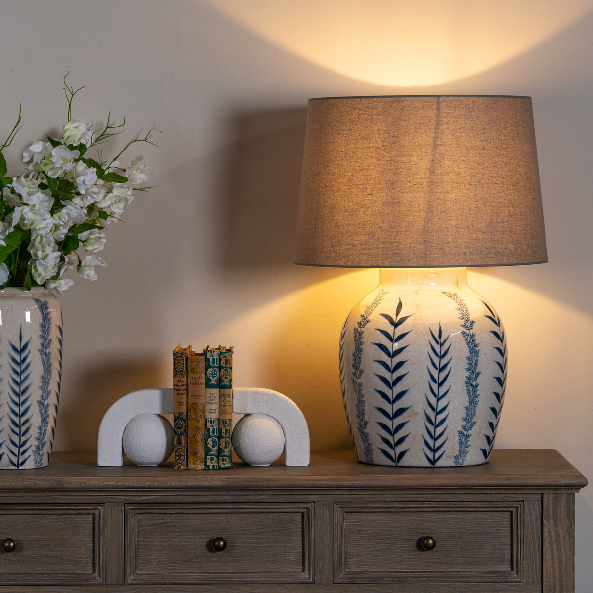 Blue Flora Ceramic Pot Lamp - image 1
