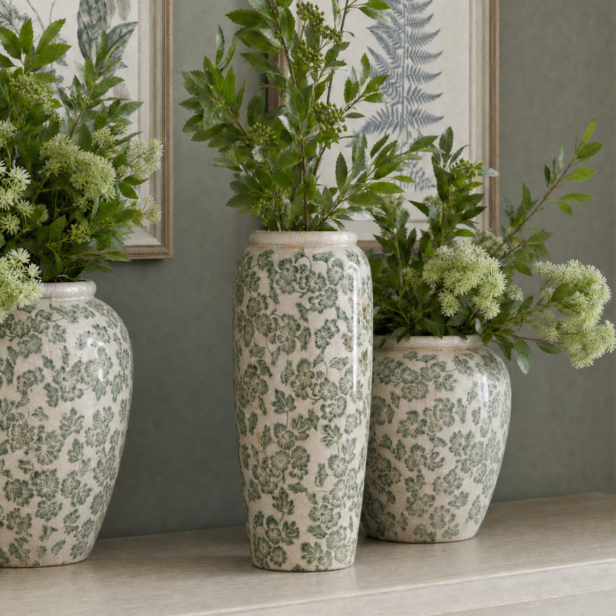 Large Green Clover Tall Olpe Vase - image 1