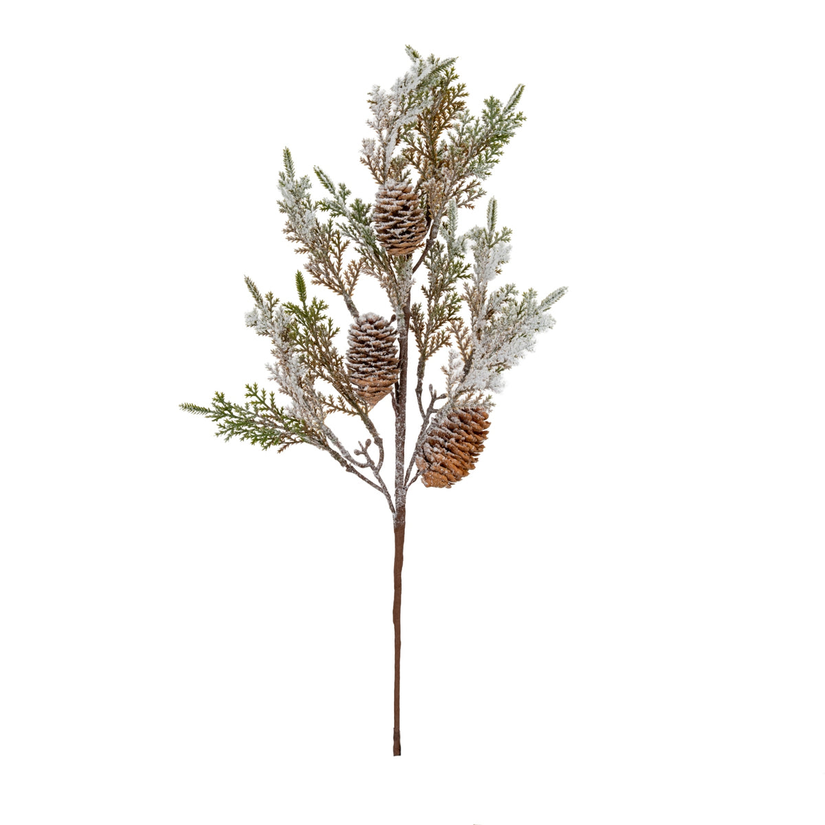 Large Frosted Cypress Fir Branch Spray With Pinecones - image 1