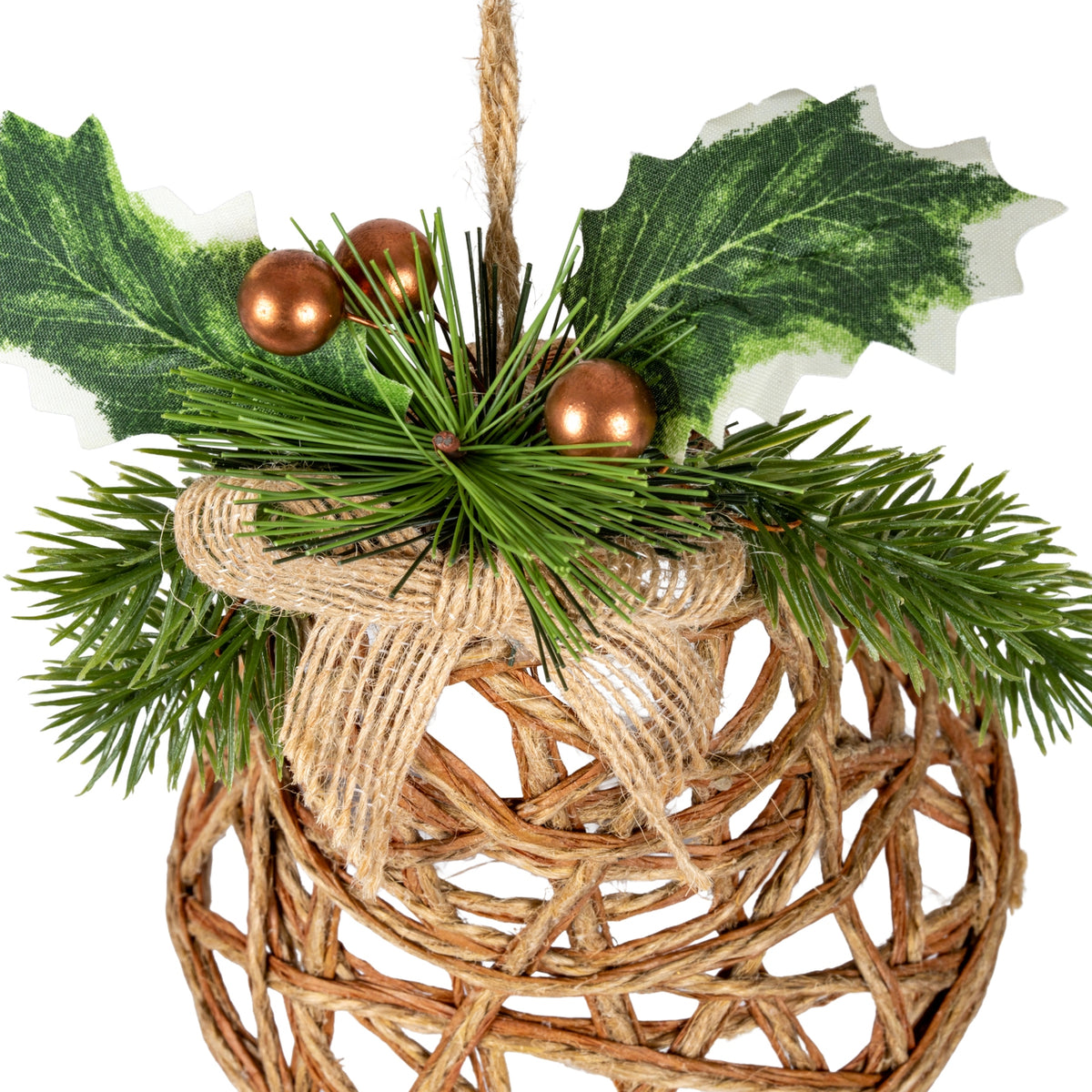 Natural Rattan Bell Decoration With Branches And Ribbon - image 2
