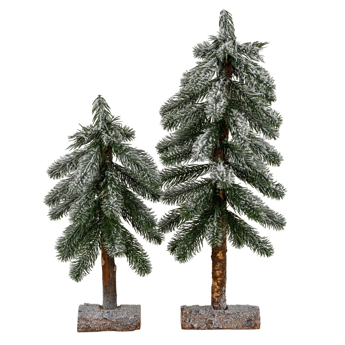 Medium Snowy Pine Tree On Wooden Stand - image 3