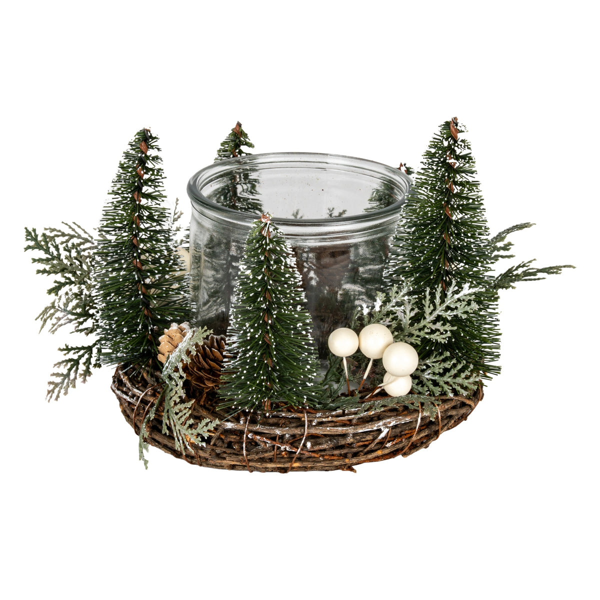 Medium Brush Tree Candle Wreath With Berries And Pinecones - image 1