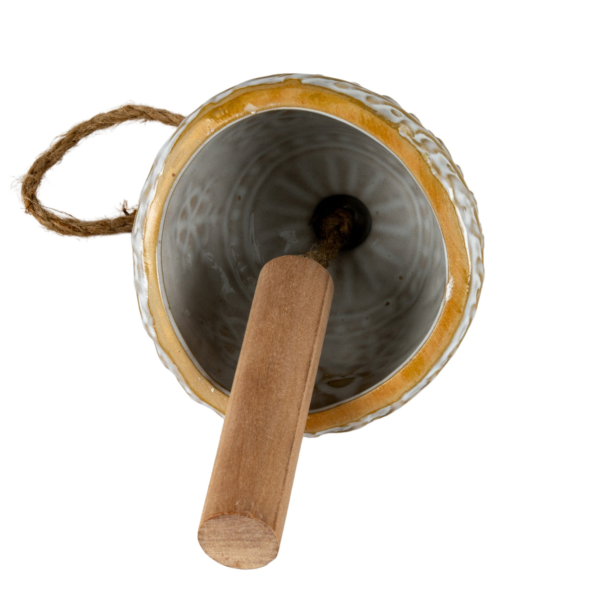 Large Ceramic Bell Tree Ornament With Snowflake Detail - image 4