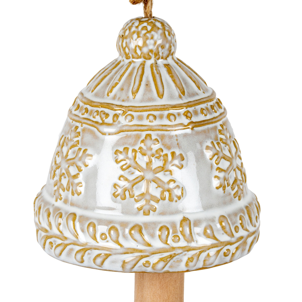 Ceramic Bell Tree Ornament With Snowflake Detail - image 2