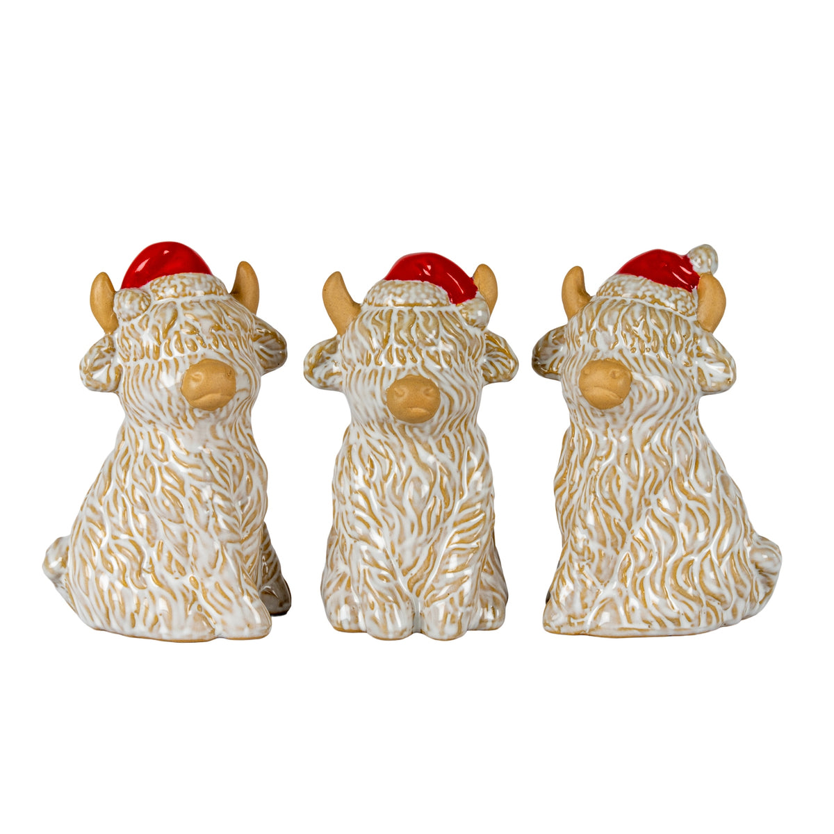 Merry Moo Ceramic Cow Ornament Gazing Right - image 3