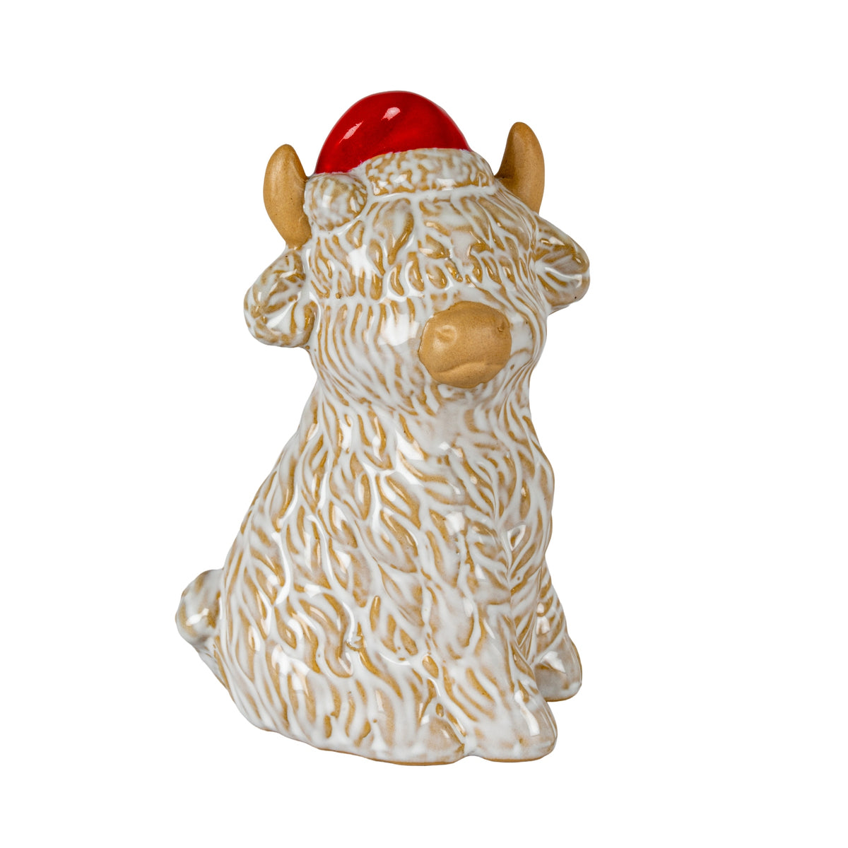 Merry Moo Ceramic Cow Ornament Gazing Right - image 1