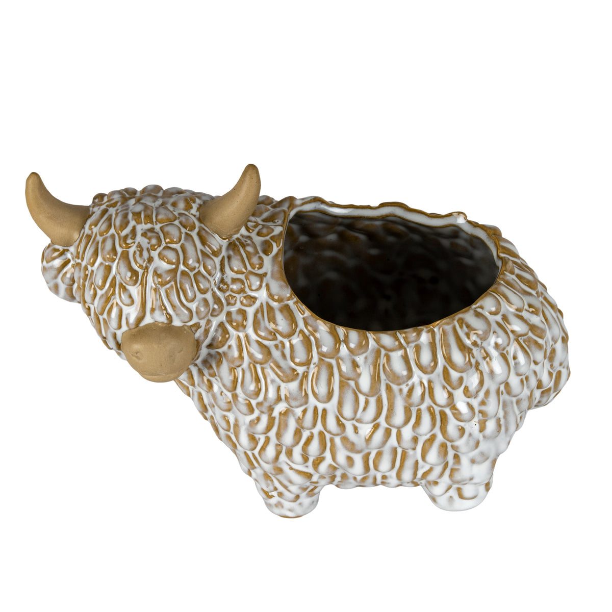 Alora Ceramic Highland Cow Planter Gazing Left - image 2