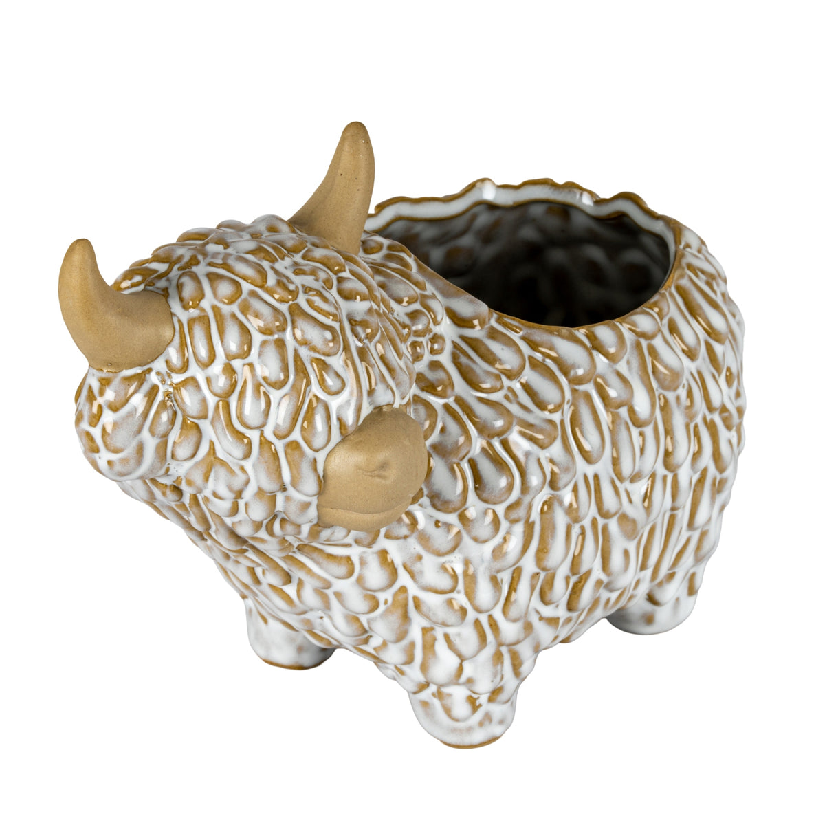 Alora Ceramic Highland Cow Planter Gazing Left - image 3
