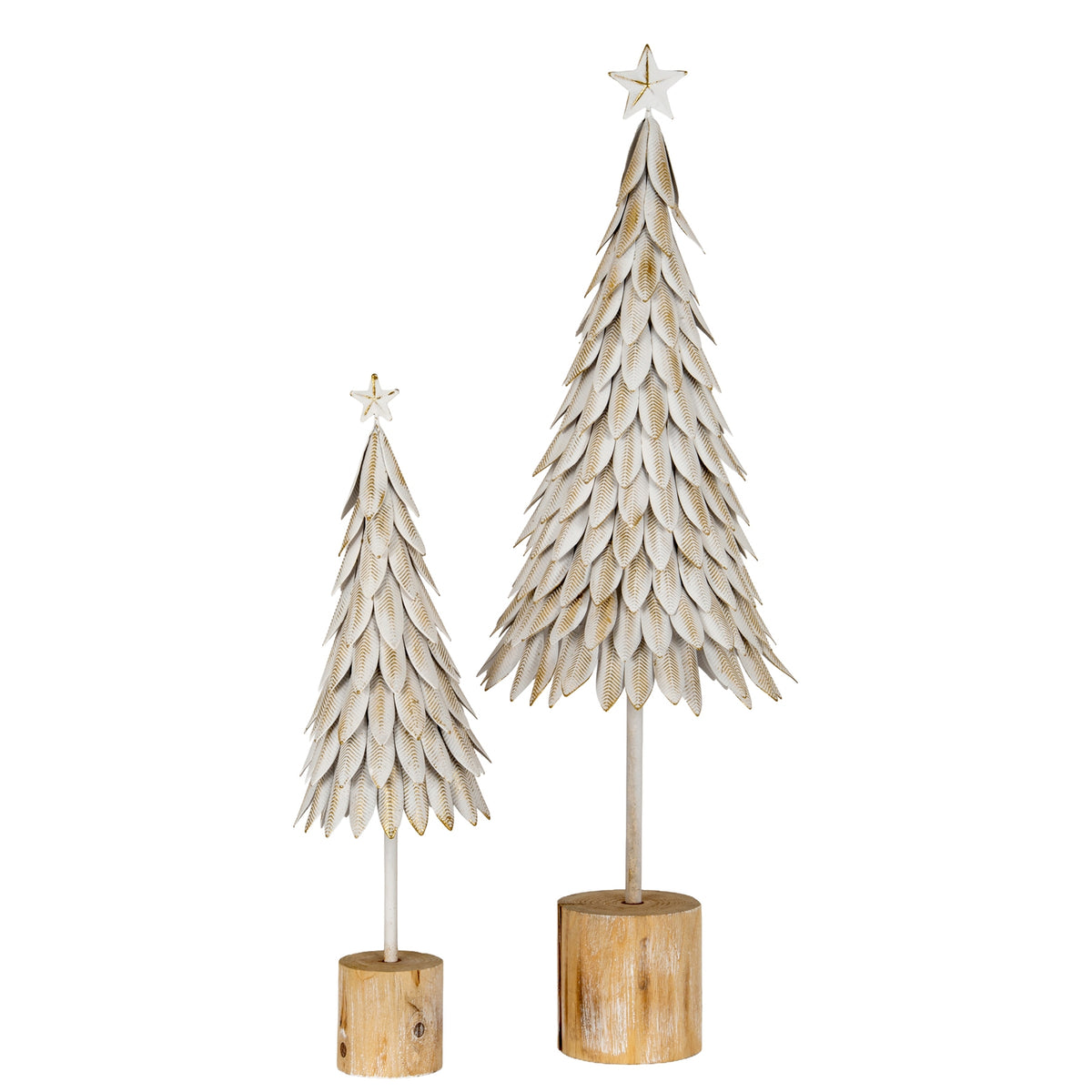 Large White Metal Christmas Tree on Wooden Stand - image 3