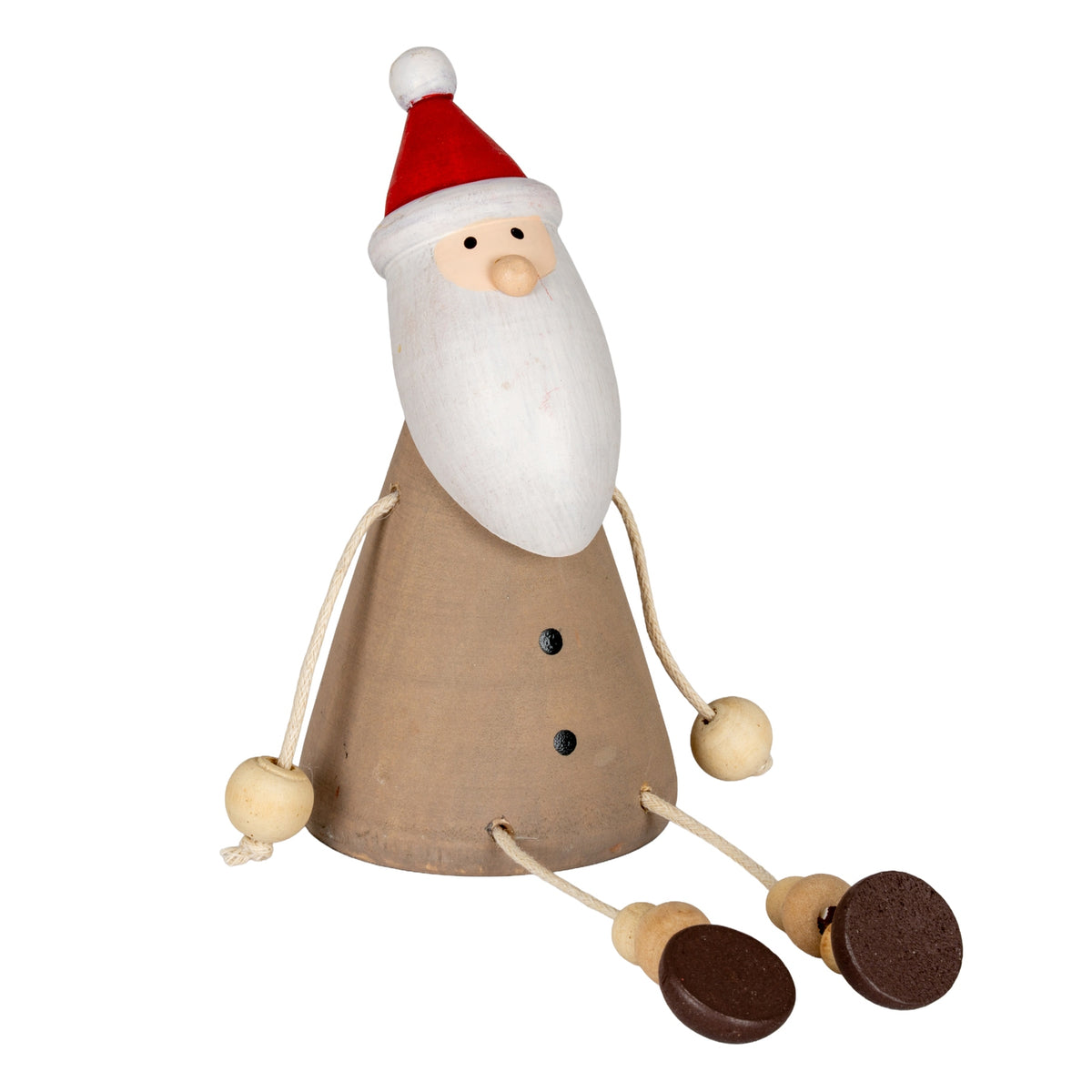 Wooden Jolly Sitting Santa Decoration - image 1