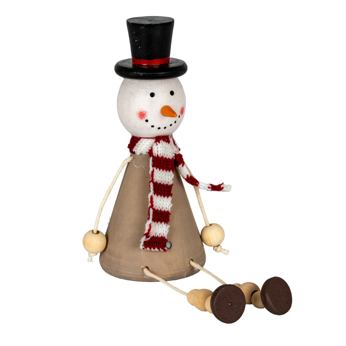 Wooden Jolly Sitting Snowman Decoration - image 1