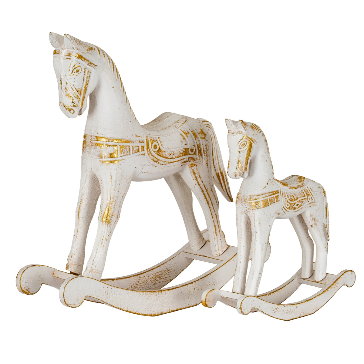Small Whitewashed Wooden Rocking Horse - image 4