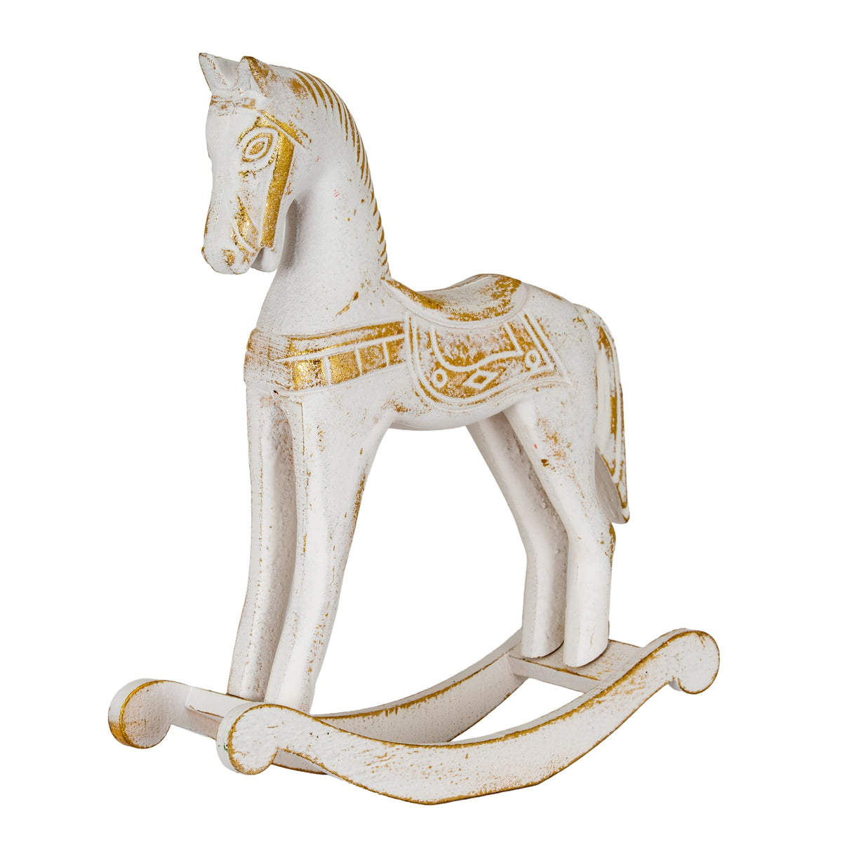 Small Whitewashed Wooden Rocking Horse - image 1