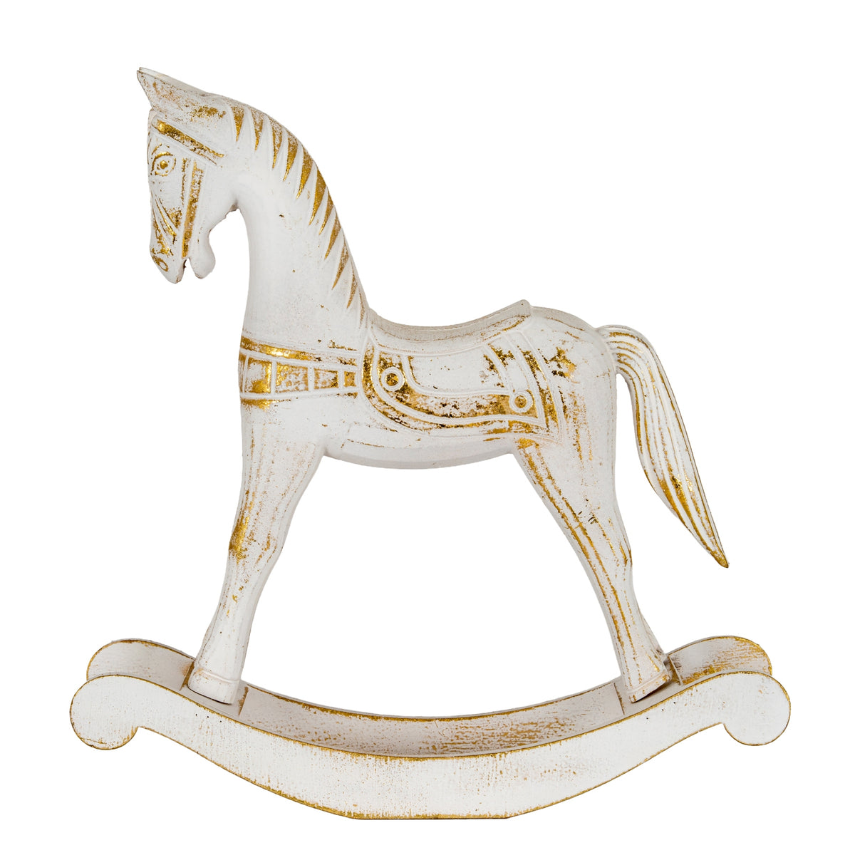Large Whitewashed Wooden Rocking Horse - image 2