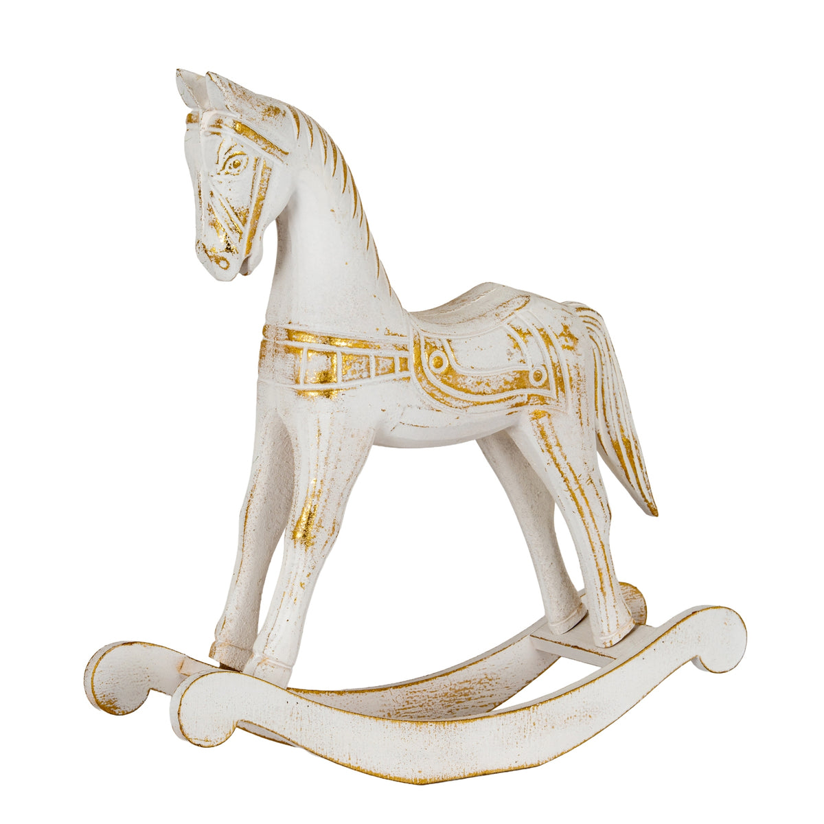 Large Whitewashed Wooden Rocking Horse - image 1